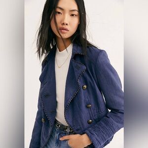 Free People Linen Blend Cadet Coat Size Medium